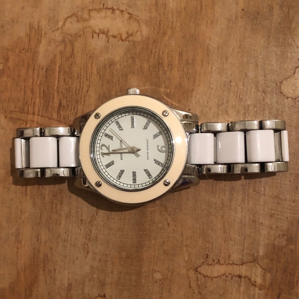 Ann Klein White and Silver Watch